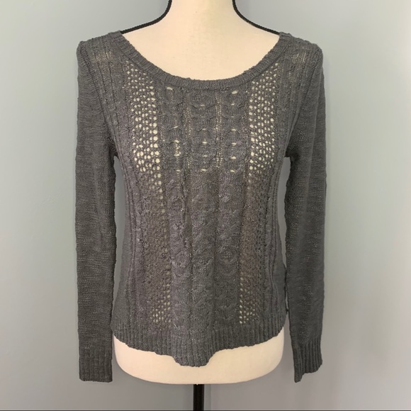 Kensie Sweaters - KENSIE | Gray Open Weave Sweater